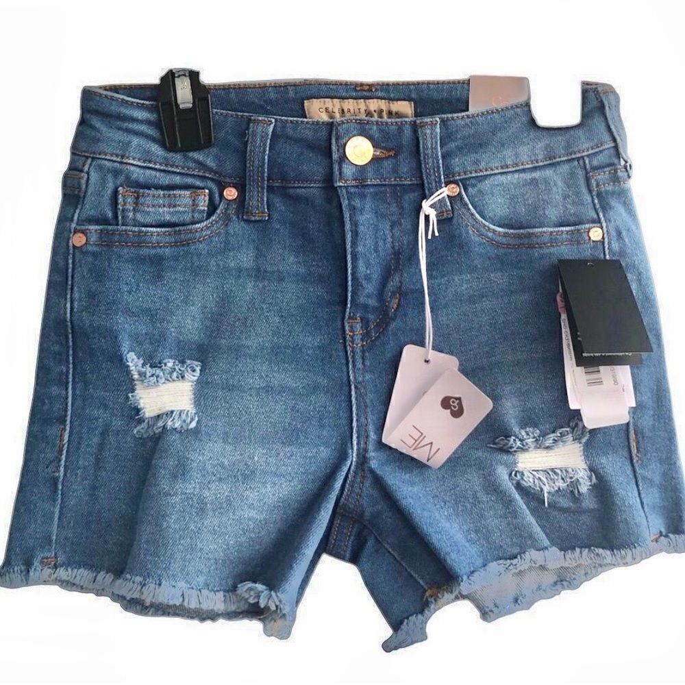 NWT CELEBRITY PINK GIRLS Jeans Denim Ripped Shorts Size: 12  (KIDS)